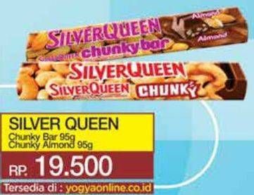 Promo Harga Silver Queen Chunky Bar Almonds, Cashew 95 gr - Yogya