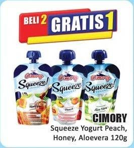 Promo Harga CIMORY Squeeze Yogurt Peach, Honey, Aloe Vera 120 gr - Hari Hari