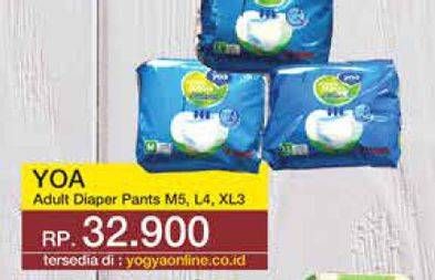 Promo Harga YOA Adult Diapers Pants L4, M5, XL3 3 pcs - Yogya