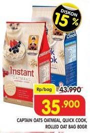 Promo Harga CAPTAIN OATS Oatmeal Quick Cook, Instant, Instant Rolled 800 gr - Superindo