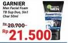 Promo Harga Garnier Men Turbo Light Oil Control Facial Foam 3in1 Charcoal, Super Duo Whitening + Oil Control 50 ml - Alfamidi