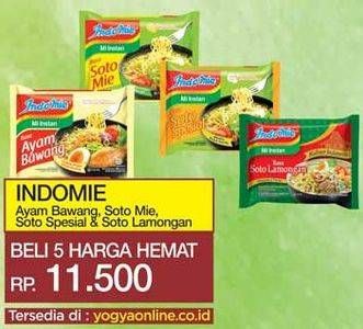 Promo Harga INDOMIE Mi Kuah Ayam Bawang, Soto Mie, Soto Spesial, Soto Lamongan per 5 pcs - Yogya