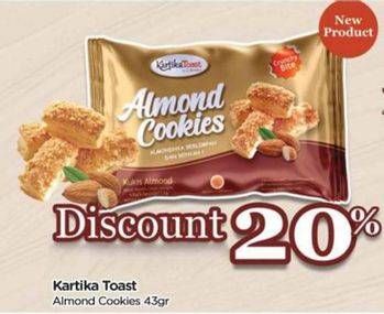 Promo Harga Kartika Toast Almond Cookies 43 gr - TIP TOP