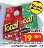 Promo Harga Total Detergent Softener Harum Bunga, Harum Lemon, Violet Breeze 650 gr - Superindo