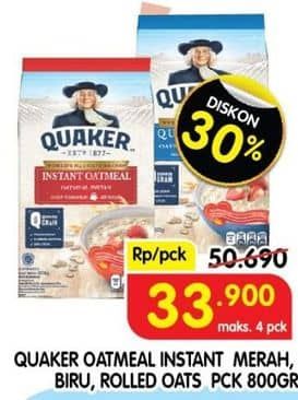 Promo Harga Quaker Oatmeal Instant 800 gr - Superindo