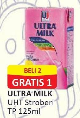 Promo Harga ULTRA MILK Susu UHT Stroberi 125 ml - Alfamart