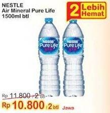 Promo Harga NESTLE Pure Life Air Mineral per 2 botol 1500 ml - Indomaret