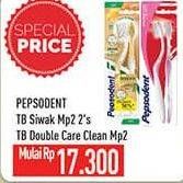 Promo Harga PEPSODENT Sikat Gigi Siwak 2s / Double Care Clean 2s  - Hypermart
