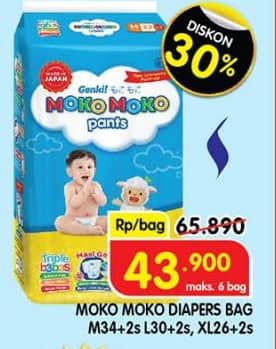 Promo Harga Genki Moko Moko Pants M34+2, L30+2, XL26+2 28 pcs - Superindo