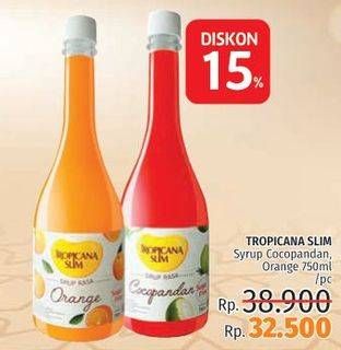 Promo Harga TROPICANA SLIM Syrup Cocopandan, Orange 750 ml - LotteMart