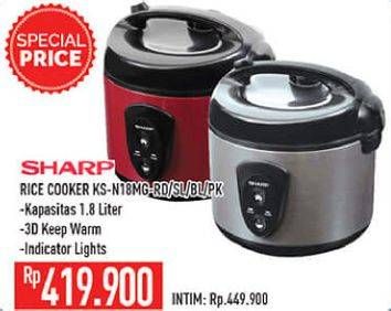 Promo Harga SHARP KS-N18MG | Rice Cooker 1.8ltr RD, SL, BL, PK  - Hypermart