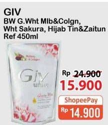 Promo Harga GIV Body Wash Hijab Tin Zaitun, Mulbery Colagen, Pearl Sakura 450 ml - Alfamart
