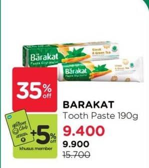 Promo Harga Barakat Pasta Gigi Halal Siwak Greentea 190 gr - Watsons