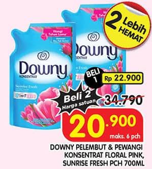 Promo Harga Downy Pewangi Pakaian Floral Pink, Sunrise Fresh 720 ml - Superindo