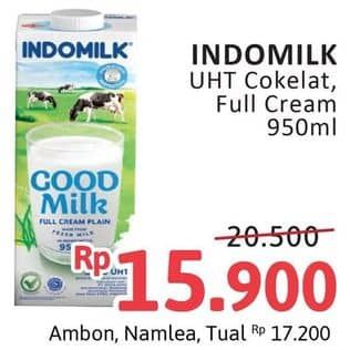 Promo Harga Indomilk Susu UHT Cokelat, Full Cream Plain 950 ml - Alfamidi