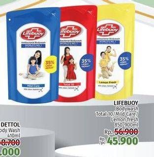 Promo Harga LIFEBUOY Body Wash Total 10, Mild Care, Lemon Fresh 850 ml - LotteMart