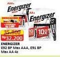 Promo Harga ENERGIZER Battery Alkaline Max AAA E92, AA E91 4 pcs - Alfamart