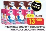 Promo Harga FRISIAN FLAG Susu UHT Milky Cool Berry, Cool Choco per 6 pcs 115 ml - Superindo