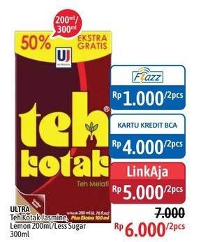 Promo Harga ULTRA Teh Kotak 200ml/Teh Less Sugar 300ml  - Alfamidi