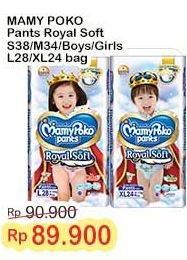 Promo Harga Mamy Poko Pants Royal Soft XL24, S38, L28, M34 24 pcs - Indomaret