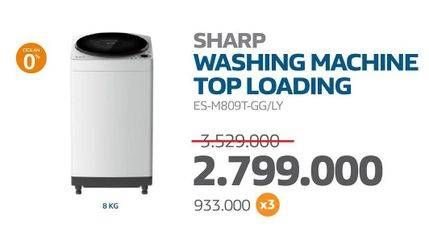 Promo Harga Sharp ES-M809T-GG | Washing Machine Top Loading 8kg  - Electronic City