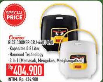 Promo Harga COSMOS CRJ 6601 | Rice Cooker Black, White  - Hypermart