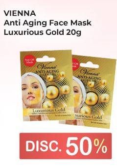 Promo Harga VIENNA Face Mask Anti Aging Luxurious Gold 20 gr - Indomaret