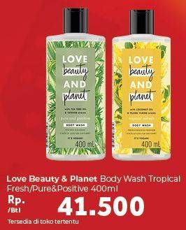 Promo Harga LOVE BEAUTY AND PLANET Body Wash Tropical Fresh, Pure Positive 400 ml - Carrefour