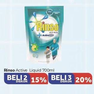 Promo Harga RINSO Liquid Detergent + Active Fresh Yuzu Mint 700 ml - Carrefour