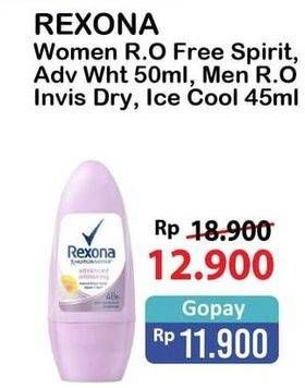 Promo Harga REXONA Women R.O Free Spirit, Adv Wht 50ml, Men Ice Cool, Invisible Dry 45ml  - Alfamart