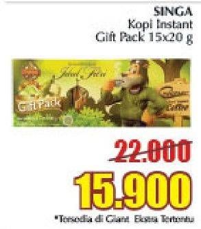 Promo Harga Singa Kopi Instant Gift Pack 15 pcs - Giant