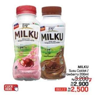 Promo Harga Milku Susu UHT Stroberi, Cokelat Premium 200 ml - LotteMart