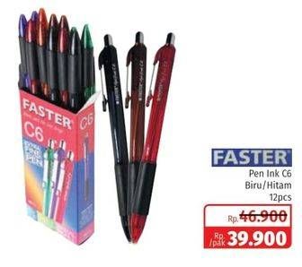 Promo Harga FASTER Pen Ink Biru, Hitam 12 pcs - Lotte Grosir