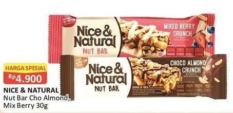 Promo Harga NICE & NATURAL Nut Bar Choco Almond, Mixed Berry 30 gr - Alfamart