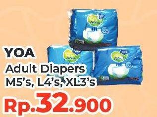 Promo Harga YOA Adult Diapers Pants L4, M5, XL3 3 pcs - Yogya