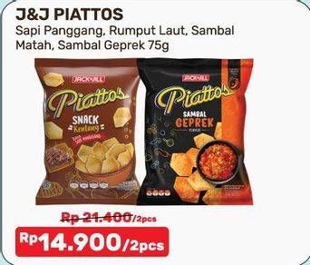 Promo Harga PIATTOS Snack Kentang Sambal Geprek, Sambal Matah, Sapi Panggang, Seaweed 75 gr - Alfamart