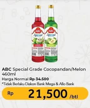 Promo Harga ABC Syrup Special Grade Melon, Coco Pandan 485 ml - Carrefour