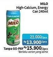 Promo Harga MILO Susu UHT Hi Calcium, Energy per 2 kaleng 240 ml - Alfamidi