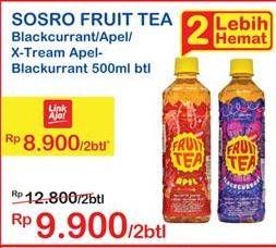 Promo Harga SOSRO Fruit Tea Blackcurrant, Apple, X-Treme per 2 botol 500 ml - Indomaret
