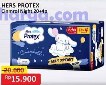 Promo Harga Hers Protex Comfort Night Wing 30cm, Wing 35cm 24 pcs - Alfamart