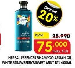 Promo Harga HERBAL ESSENCE Shampoo Argan Oil, Strawberry Mint 400 ml - Superindo