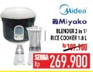 Promo Harga MIYAKO/MIDEA Blender 2 In 1/Rice Cooker 1,8Ltr  - Hypermart