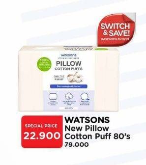 Promo Harga Watsons New Pillow Cotton Puffs 80 pcs - Watsons