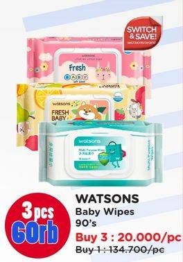 Promo Harga Watsons Baby Wipes 90 pcs - Watsons