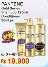 Promo Harga PANTENE Gold Series Shampoo 125ml/Gold Conditioner 90ml  - Indomaret