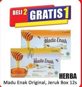 Promo Harga Herba Madu Enak Jeruk, Original per 12 pcs 15 gr - Hari Hari