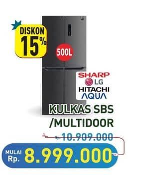 Sharp SHARP/LG/HITACHI/AQUA   Diskon 17%, Harga Promo Rp8.999.000, Harga Normal Rp10.909.000, Harga Mulai