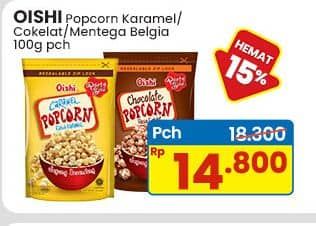 Promo Harga Oishi Popcorn Karamel, Coklat, Belgian Butter Cheese 100 gr - Indomaret