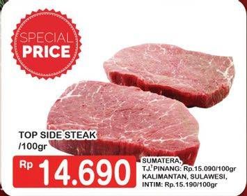 Promo Harga Daging Topside Sapi Steak per 100 gr - Hypermart