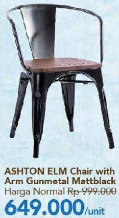 Promo Harga Ashton Elm Stool With Arm Gunmetal Mattblack  - Carrefour